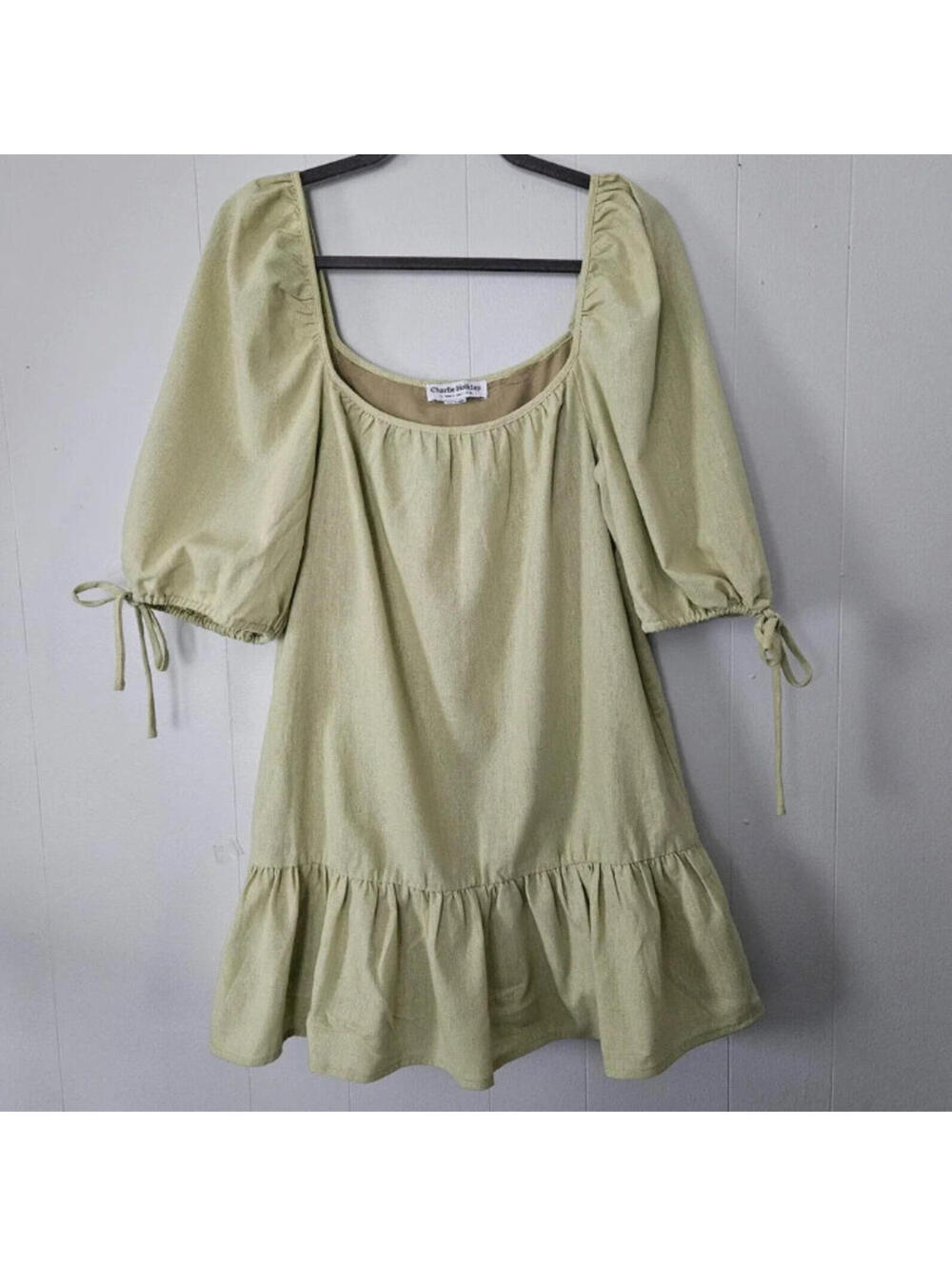 Charlie Holiday Linen Blend Ruffled Dress, $255 NEW, Size US 4, #2563